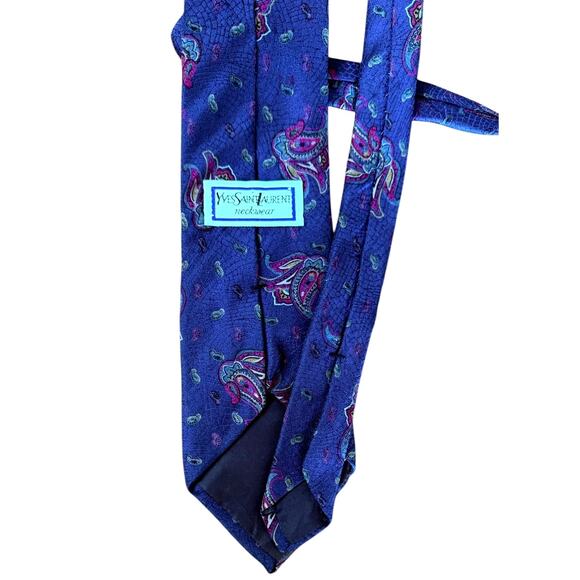 Yves Saint Laurent Vintage Tie Paisley Pattern 100% Silk - Picture 2 of 6